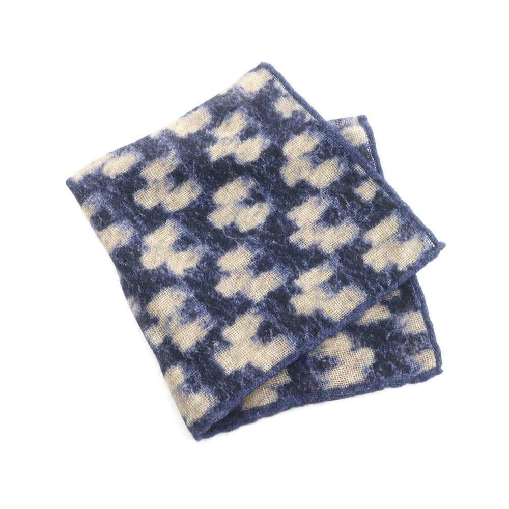 [Used] EREDI CHIARINI Cashmere Pocket Square Navy x Beige [Condition Rank A] [Men&