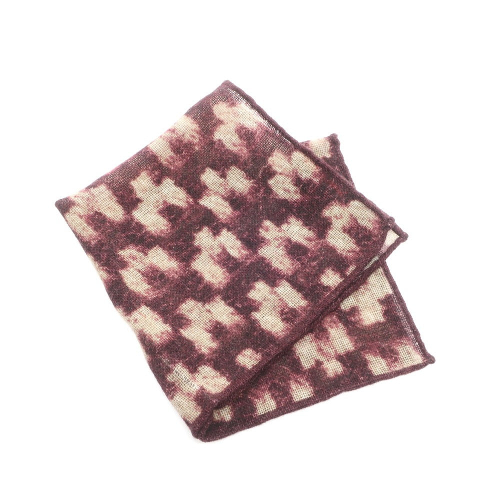 [Used] EREDI CHIARINI Cashmere Pocket Square Wine Red x Beige [Condition Rank A] [Men&