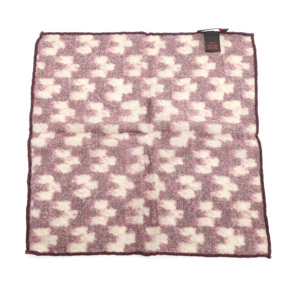 [Used] EREDI CHIARINI Cashmere Pocket Square Wine Red x Beige [Condition Rank A] [Men&