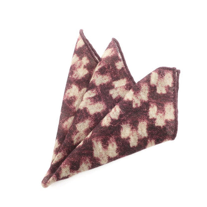 [Used] EREDI CHIARINI Cashmere Pocket Square Wine Red x Beige [Condition Rank A] [Men&