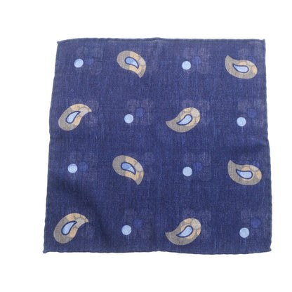 [Used] EREDI CHIARINI wool paisley floral pocket square, navy x beige [Condition: A] [Men&