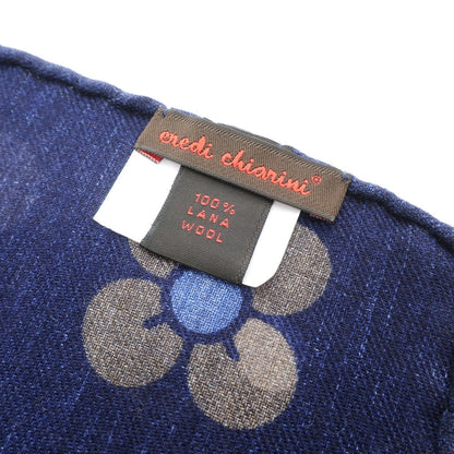 [Used] EREDI CHIARINI wool paisley floral pocket square, navy x beige [Condition: A] [Men&