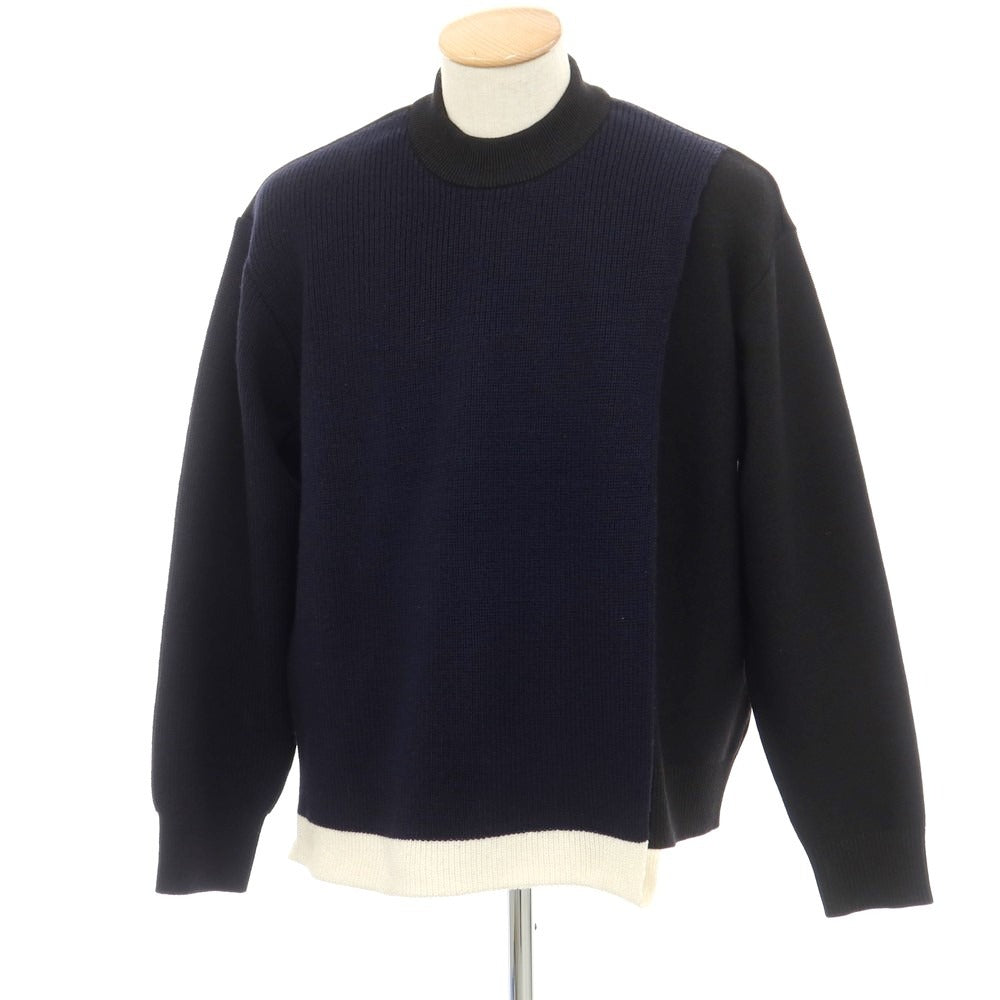【中古】アンブッシュ AMBUSH ウールポリエステル系 モックネック プルオーバーニット ブラックxネイビー【サイズ1】【BLK】【A/W】【状態ランクB】【メンズ】【759077】 [EPD]