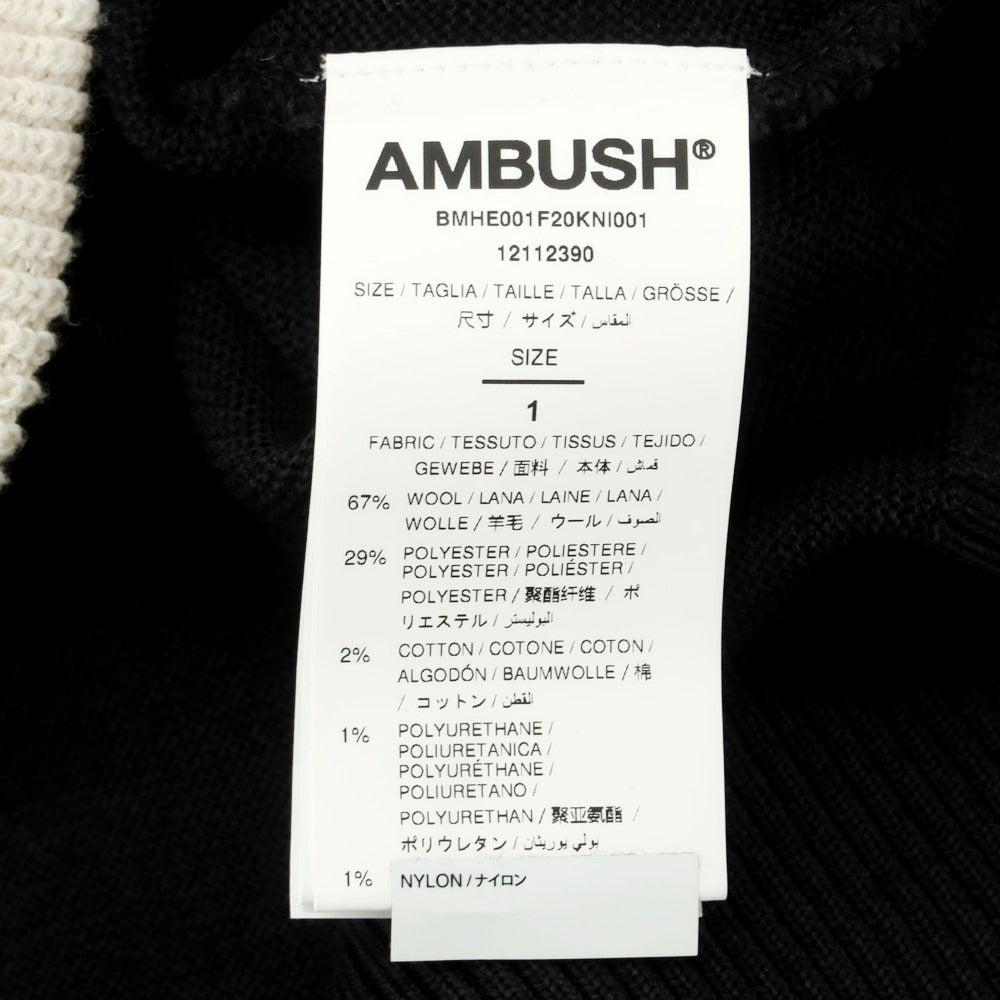 【中古】アンブッシュ AMBUSH ウールポリエステル系 モックネック プルオーバーニット ブラックxネイビー【サイズ1】【メンズ】 中古】アンブッシュ AMBUSH ウールポリエステル系 モックネック プル