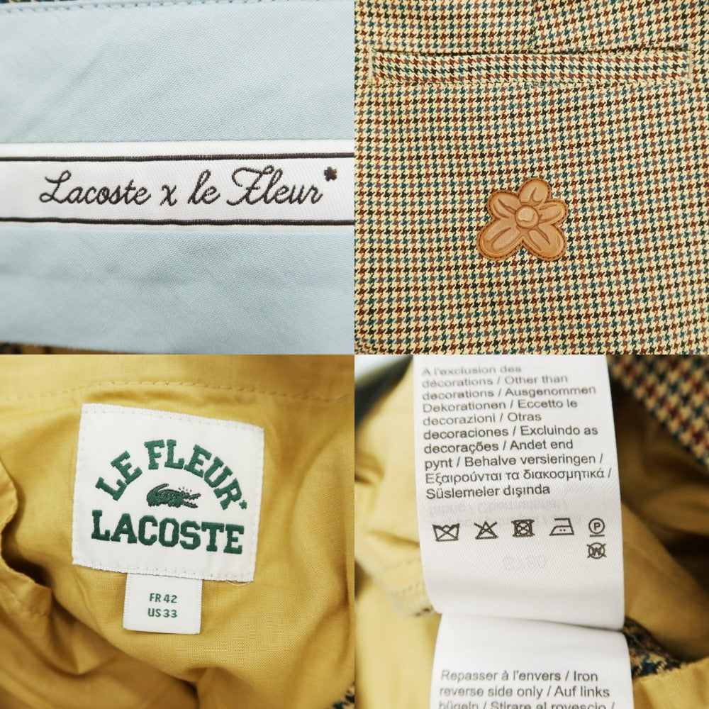 [Used] LACOSTE x le FLEUR polyester rayon houndstooth slacks, beige x brown [size 42] [BEI] [S/S] [Condition rank A] [Men&