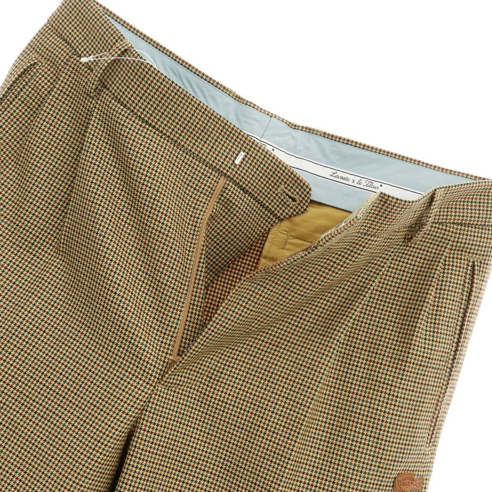 [Used] LACOSTE x le FLEUR polyester rayon houndstooth slacks, beige x brown [size 42] [BEI] [S/S] [Condition rank A] [Men&