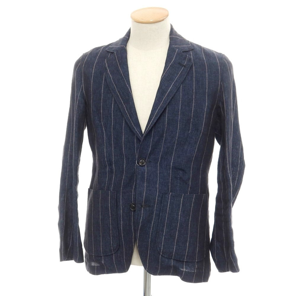 [Used] LARDINI Linen Striped Casual Jacket Navy x Gray [XXS] [Condition Rank B] ​​[Men&