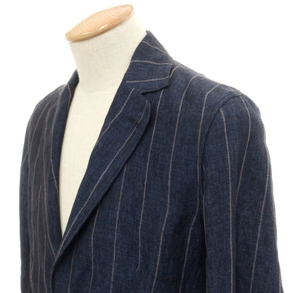 [Used] LARDINI Linen Striped Casual Jacket Navy x Gray [XXS] [Condition Rank B] ​​[Men&