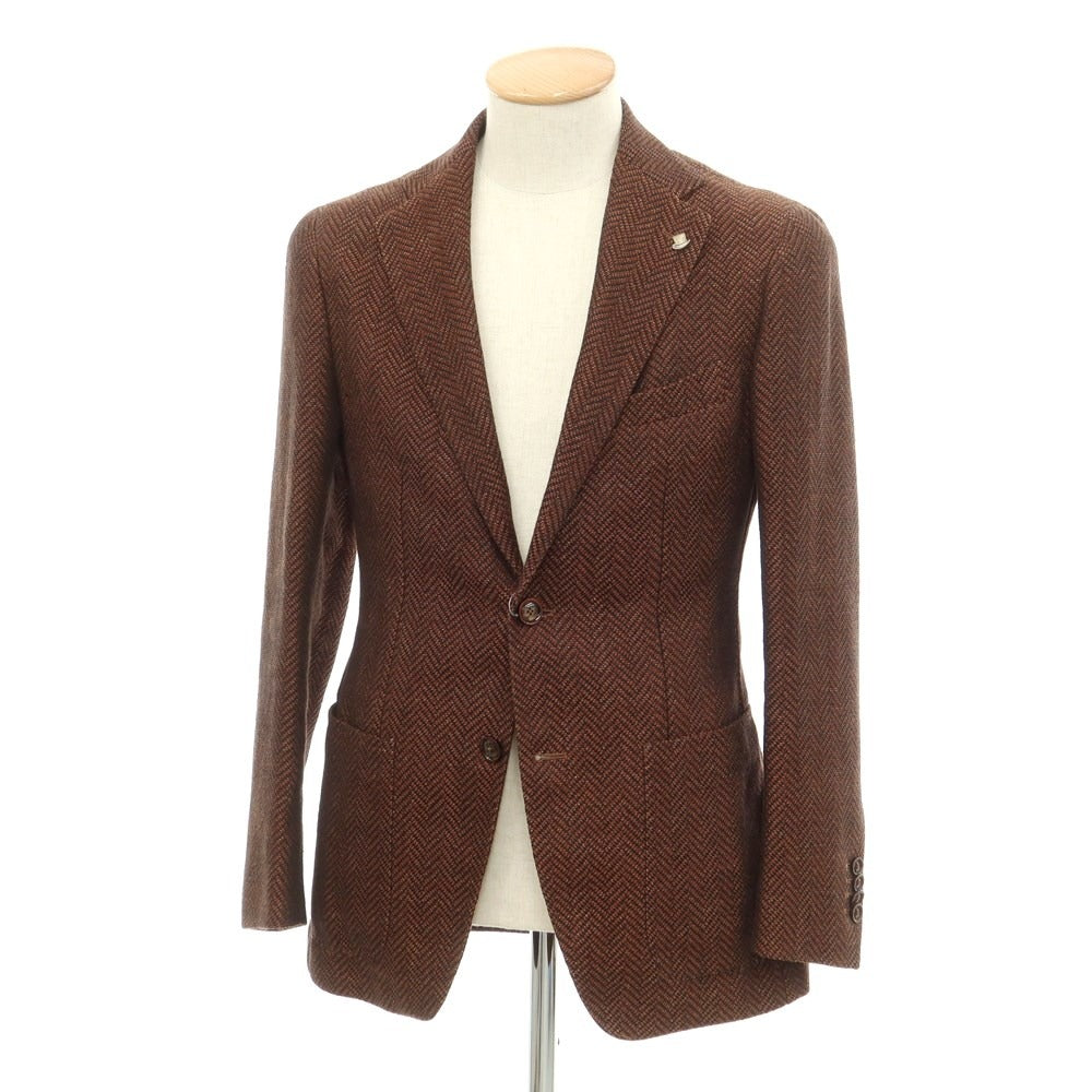 [Used] TAGLIATORE Linen Cotton Herringbone Jacket Brown [42] [Condition Rank C] [Men&