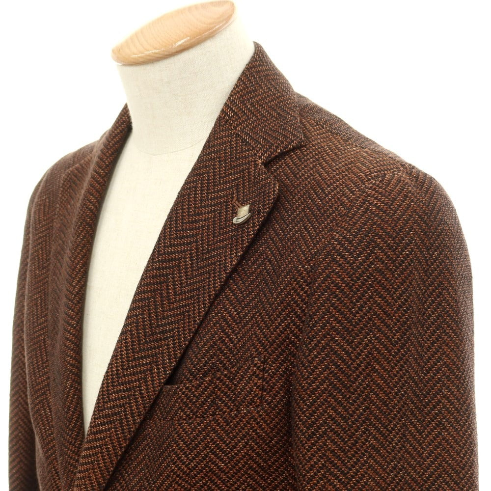 [Used] TAGLIATORE Linen Cotton Herringbone Jacket Brown [42] [Condition Rank C] [Men&