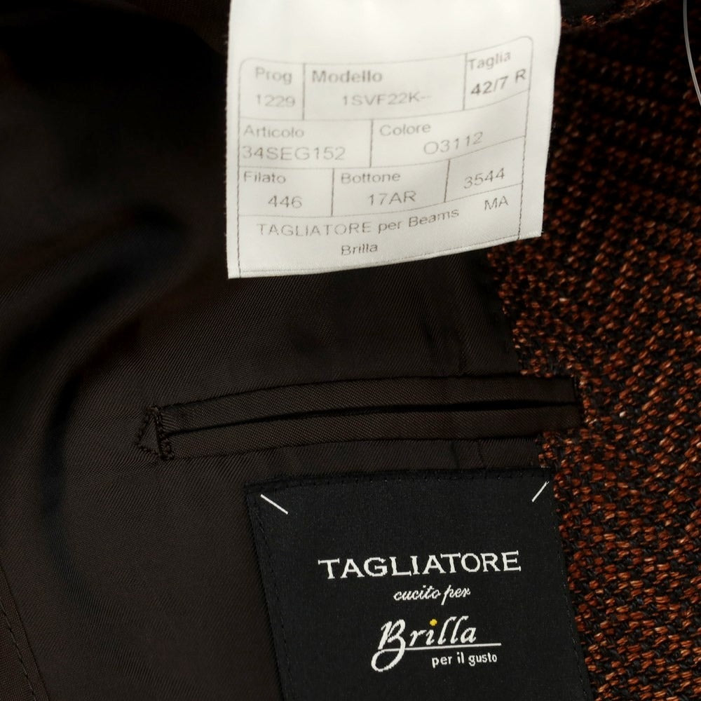 [Used] TAGLIATORE Linen Cotton Herringbone Jacket Brown [42] [Condition Rank C] [Men&