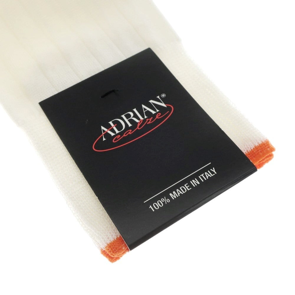 【新品】アドリアン ADRIAN リブ ソックス ホワイトxオレンジ【 39-42 】【 状態ランクN 】【 メンズ 】