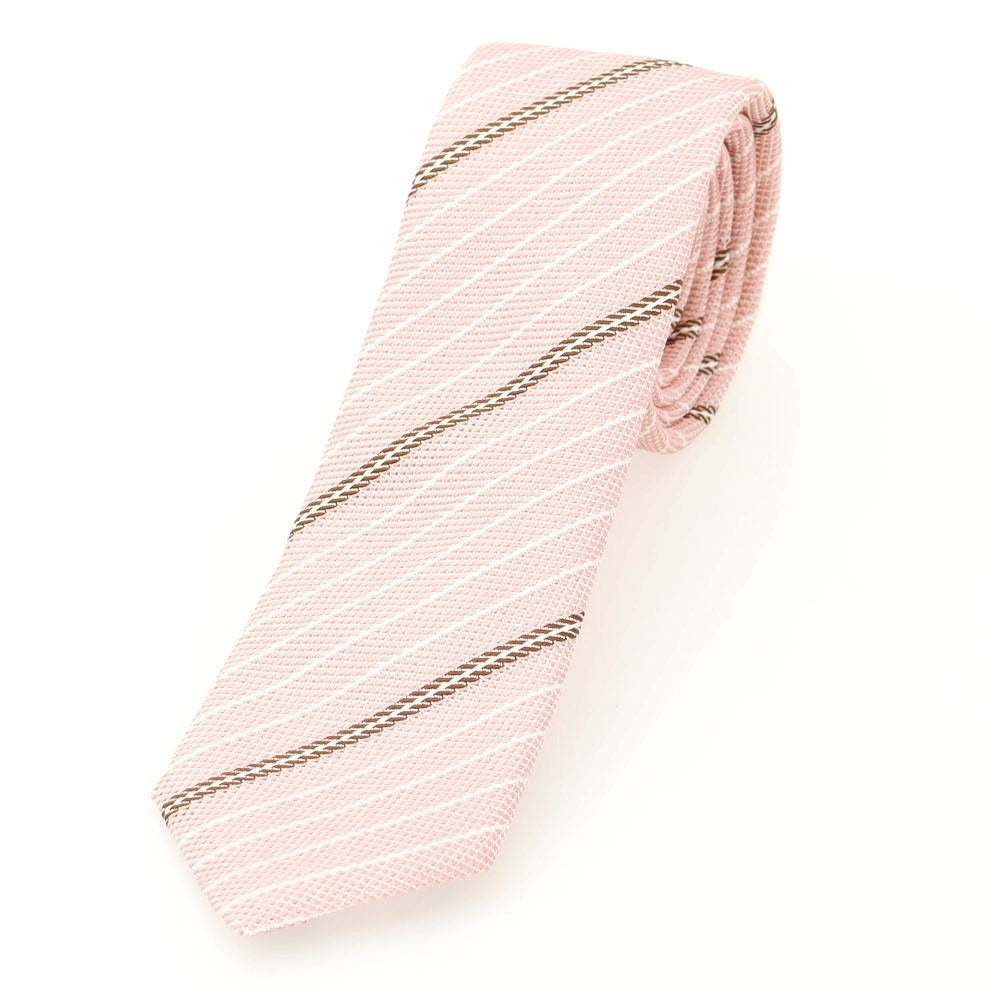 【中古】タイユアタイ TIE YOUR TIE シルク ストライプ柄ネクタイ ピンクxブラウン【 状態ランクA 】【 メンズ 】