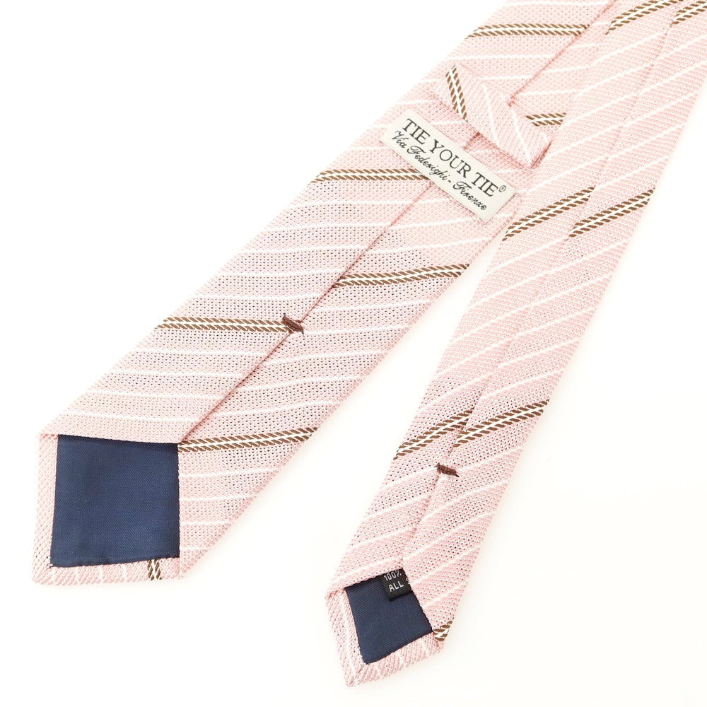 【中古】タイユアタイ TIE YOUR TIE シルク ストライプ柄ネクタイ ピンクxブラウン【 状態ランクA 】【 メンズ 】