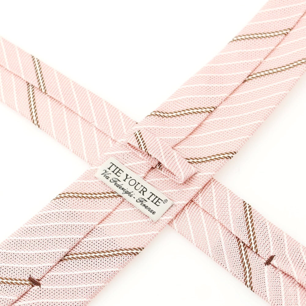 【中古】タイユアタイ TIE YOUR TIE シルク ストライプ柄ネクタイ ピンクxブラウン【 状態ランクA 】【 メンズ 】