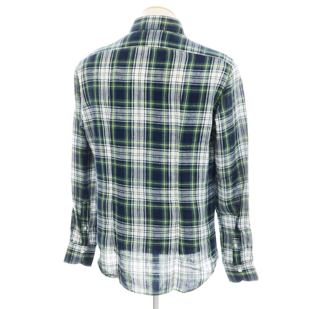 [Used] Giannetto Linen Check Casual Shirt Navy x Green [S] [Condition Rank A] [Men&