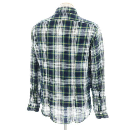 [Used] Giannetto Linen Check Casual Shirt Navy x Green [S] [Condition Rank A] [Men&