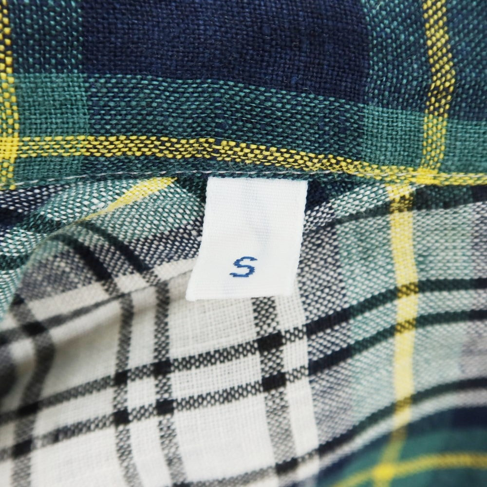 [Used] Giannetto Linen Check Casual Shirt Navy x Green [S] [Condition Rank A] [Men&