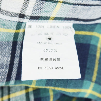 [Used] Giannetto Linen Check Casual Shirt Navy x Green [S] [Condition Rank A] [Men&