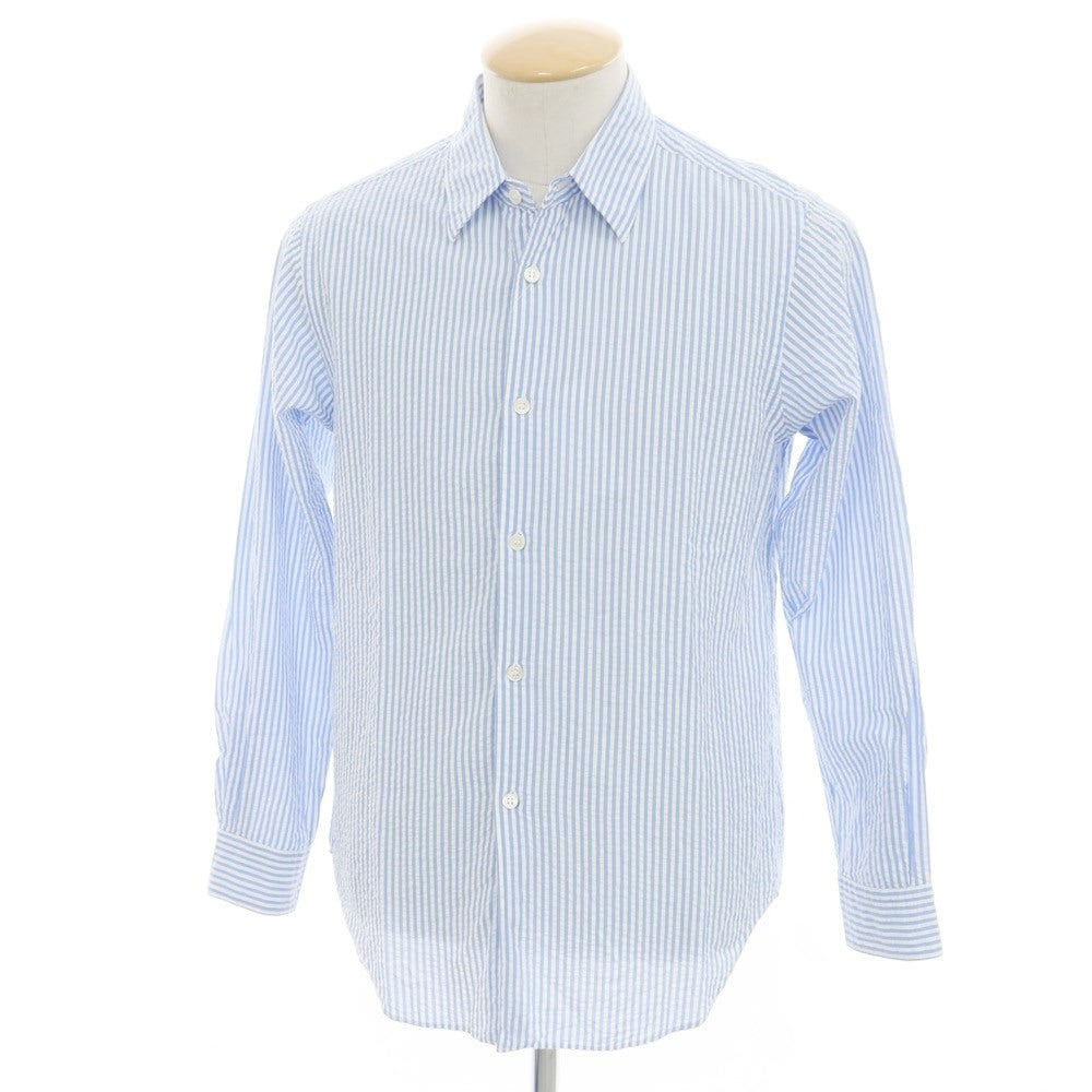 [Used] Johnbull Seersucker Striped Casual Shirt White x Light Blue [S] [Condition Rank B] ​​[Men&