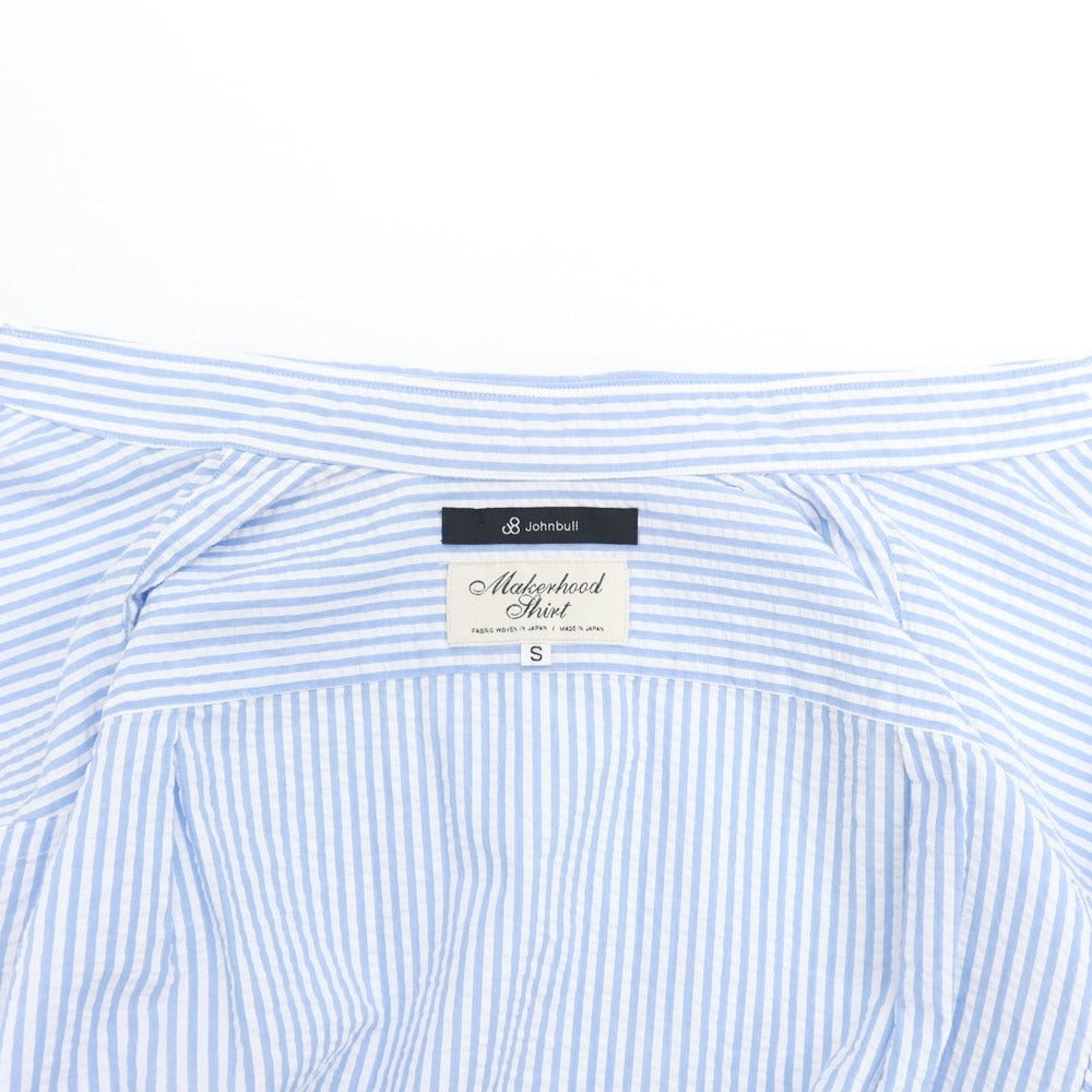 [Used] Johnbull Seersucker Striped Casual Shirt White x Light Blue [S] [Condition Rank B] ​​[Men&