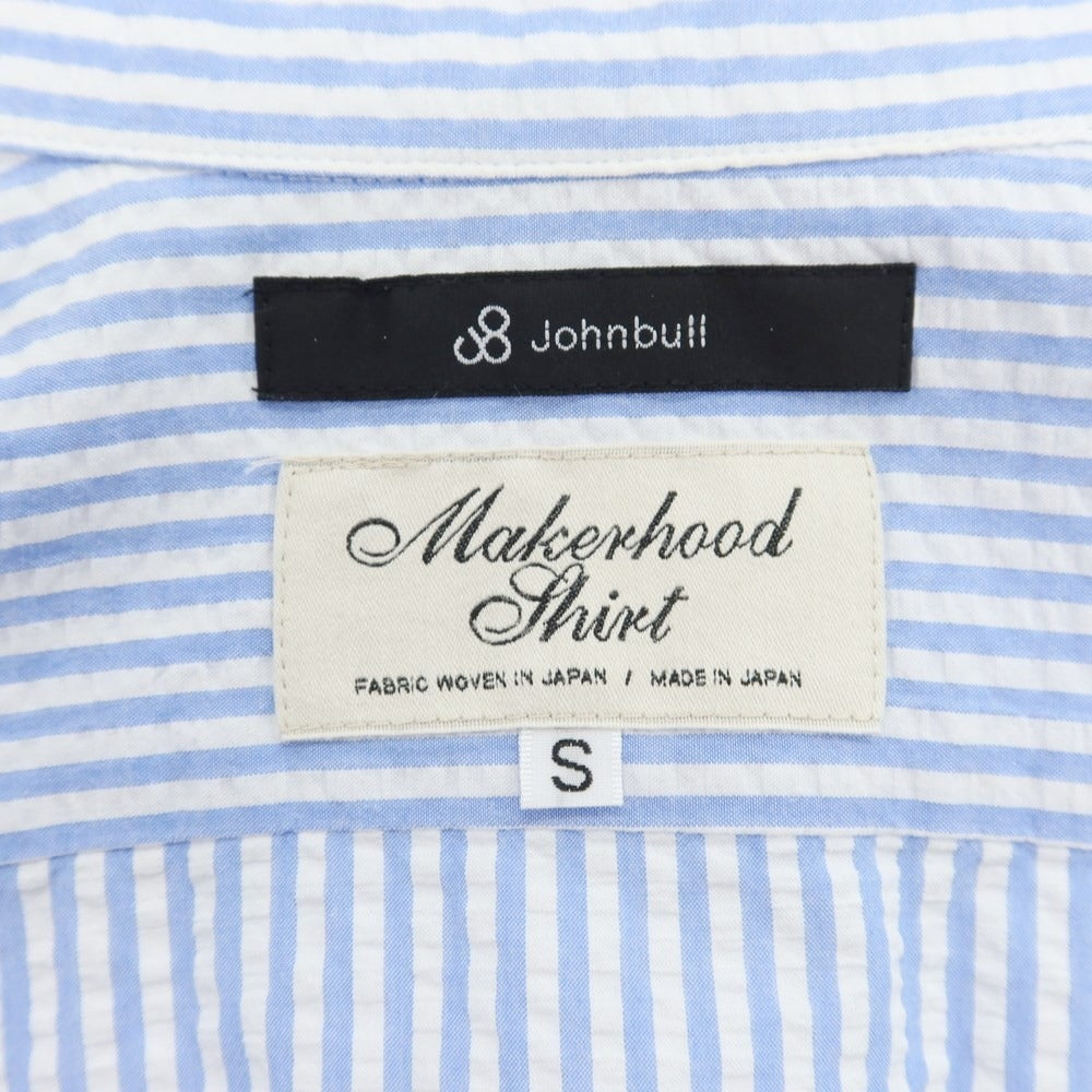 [Used] Johnbull Seersucker Striped Casual Shirt White x Light Blue [S] [Condition Rank B] ​​[Men&