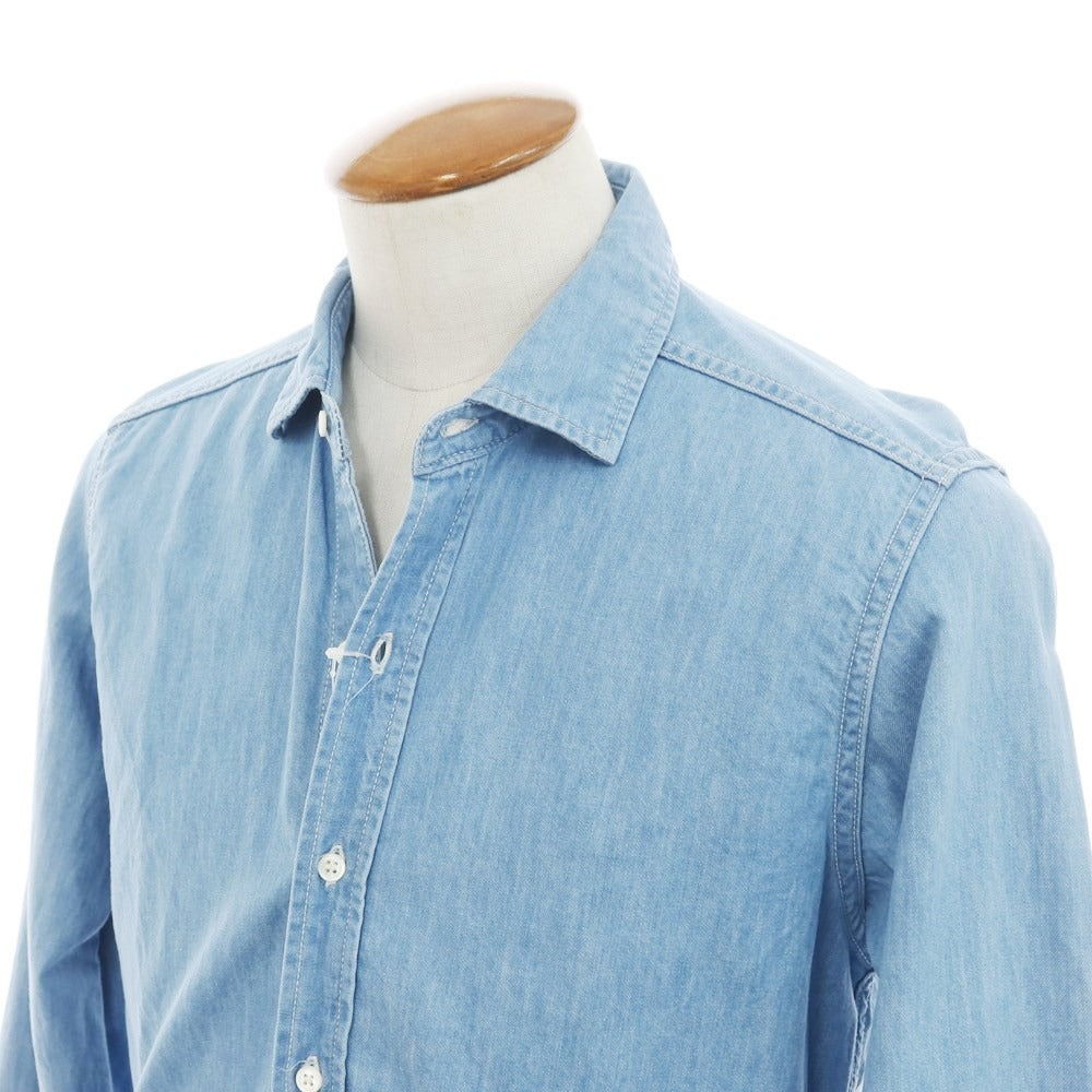 [Used] Cento Per Cento Chambray Cotton Casual Shirt Light Blue [M] [Condition Rank C] [Men&