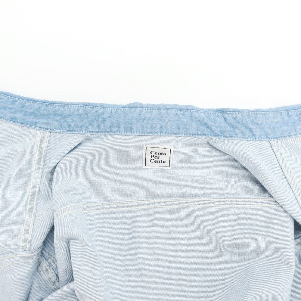 [Used] Cento Per Cento Chambray Cotton Casual Shirt Light Blue [M] [Condition Rank C] [Men&