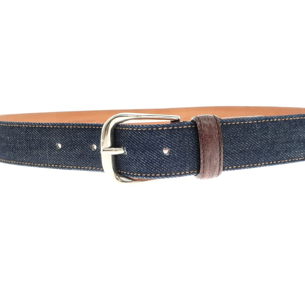 [Used] Andrea Greco × BEYES denim belt, navy x dark brown [85] [Condition rank B] [Men&