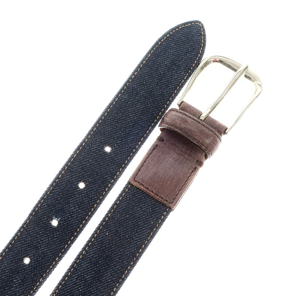 [Used] Andrea Greco × BEYES denim belt, navy x dark brown [85] [Condition rank B] [Men&