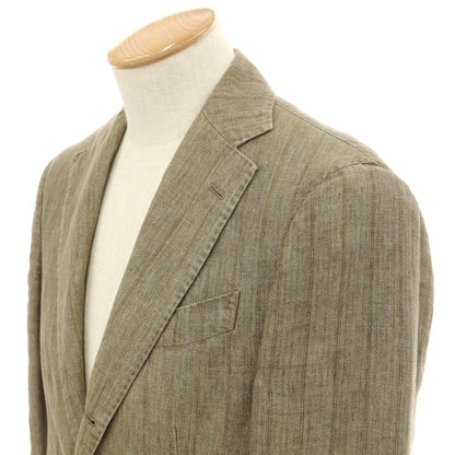 [Used] LARDINI Linen Striped Jacket Grayish Khaki x Brown [44] [Condition Rank C] [Men&