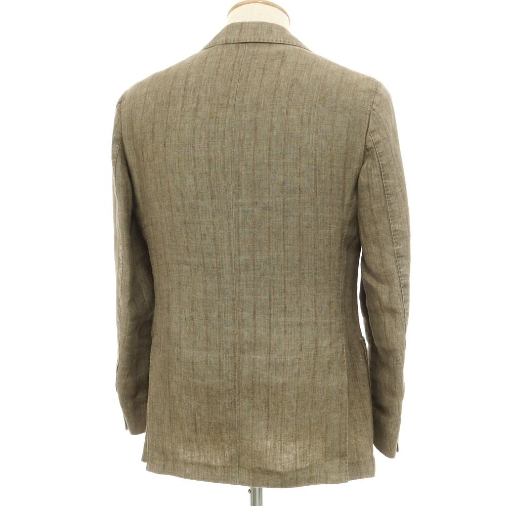 [Used] LARDINI Linen Striped Jacket Grayish Khaki x Brown [44] [Condition Rank C] [Men&