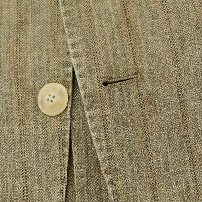 [Used] LARDINI Linen Striped Jacket Grayish Khaki x Brown [44] [Condition Rank C] [Men&