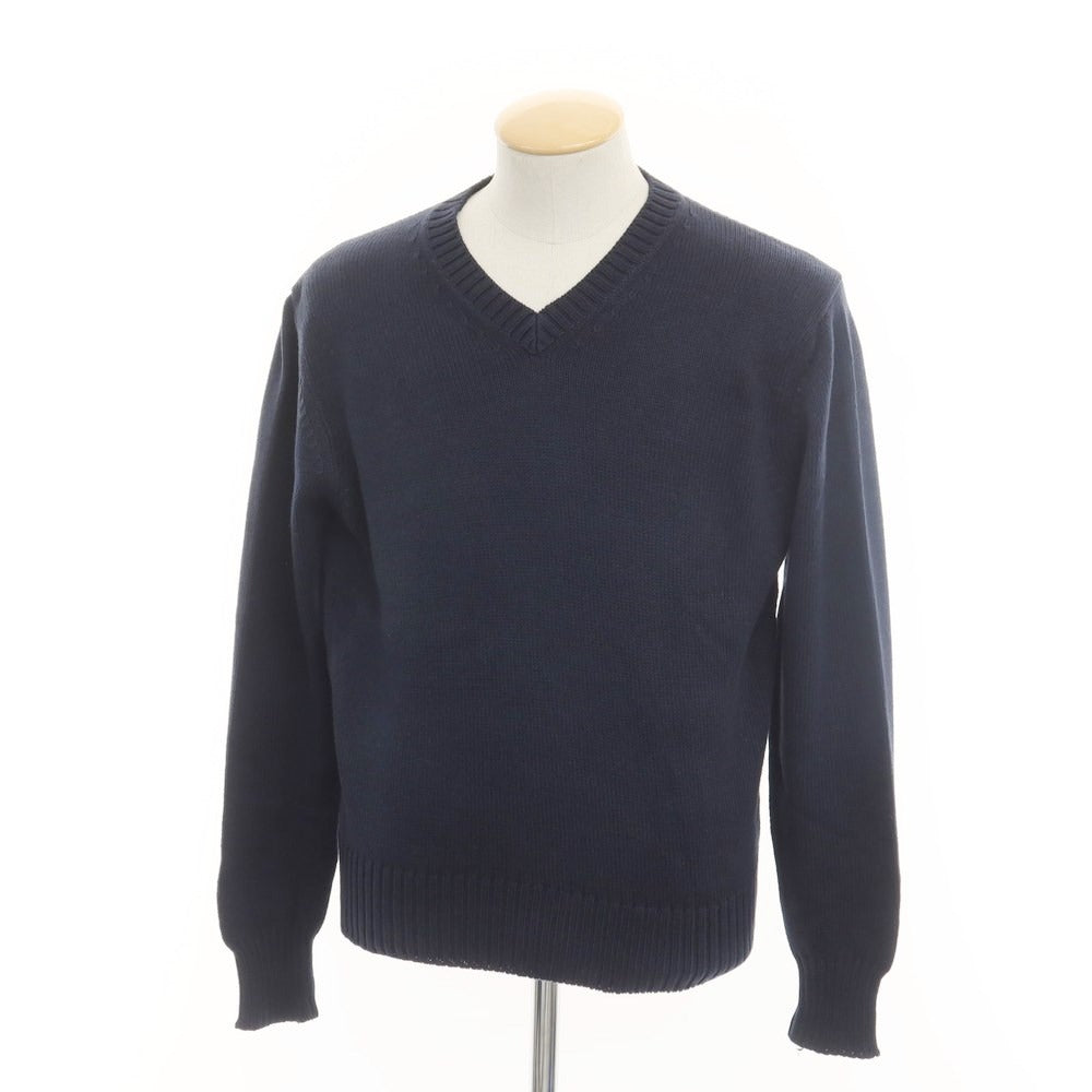 [Used] CRUCIANI mid-gauge cotton V-neck knit, navy [46] [Condition: D] [Men&