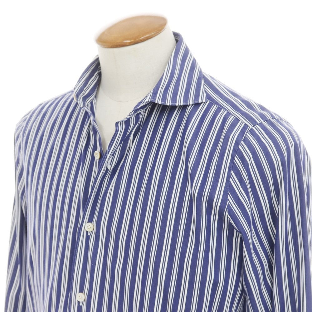 [Used] Finamore Striped Dress Shirt Navy x White [M] [Condition Rank C] [Men&