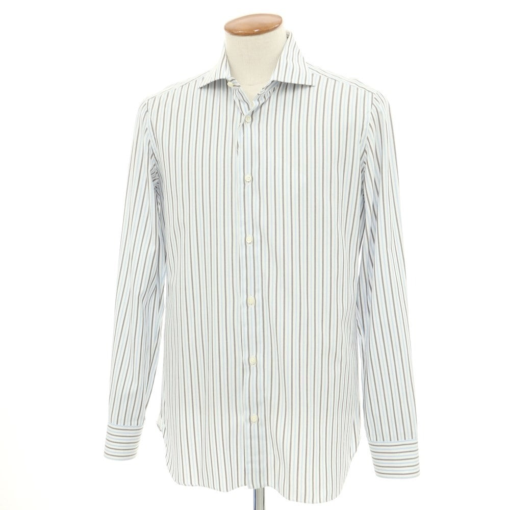 [Used] Luigi Borrelli Cotton Striped Wide Collar Dress Shirt White x Blue [Size 40] [WHT] [S/S/A/W] [Condition Rank B] ​​[Men&