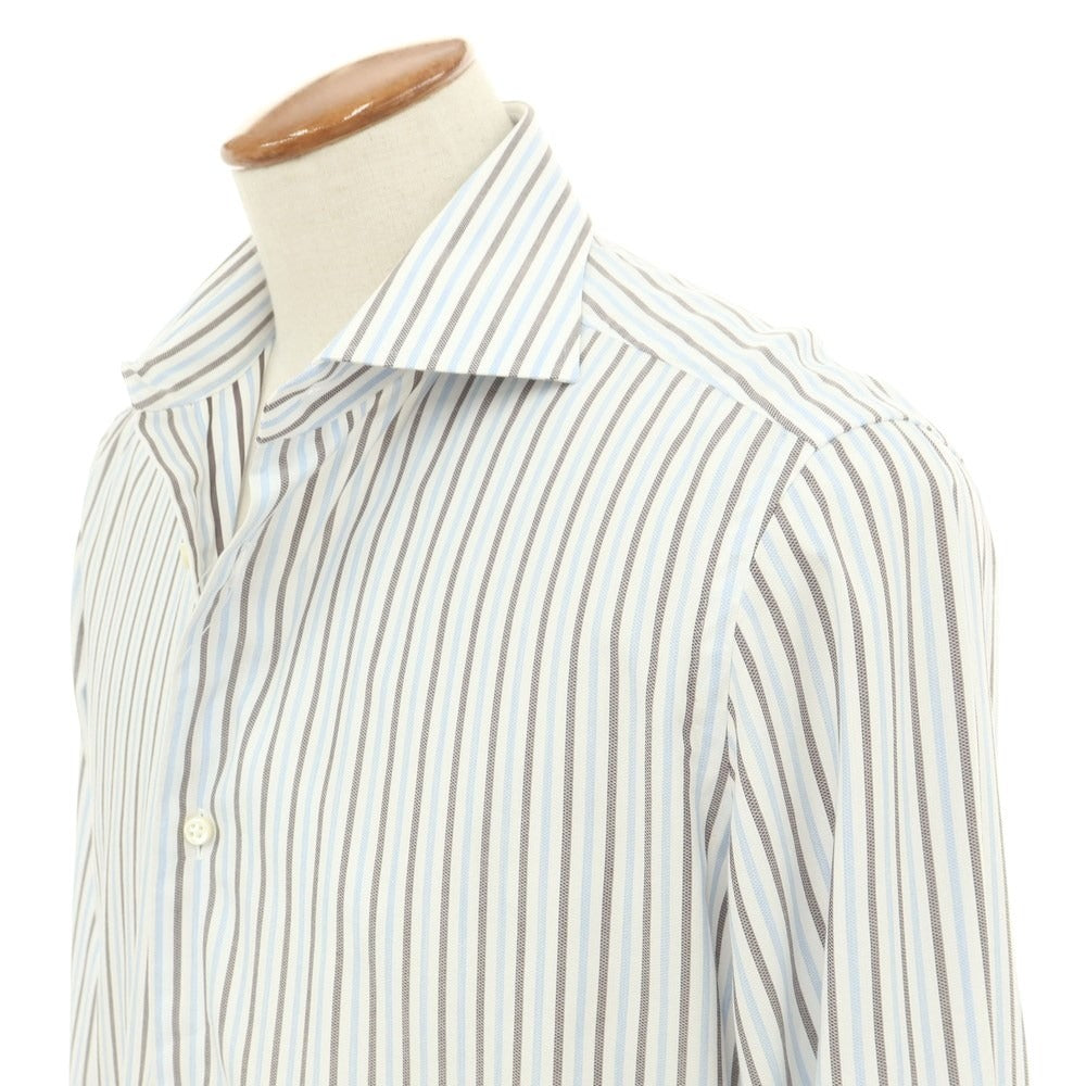 [Used] Luigi Borrelli Cotton Striped Wide Collar Dress Shirt White x Blue [Size 40] [WHT] [S/S/A/W] [Condition Rank B] ​​[Men&