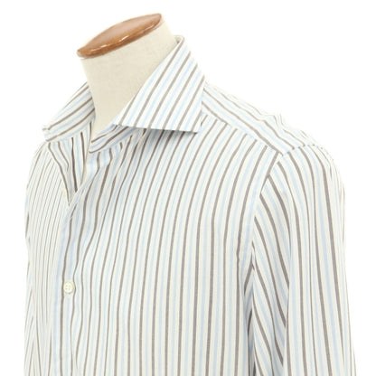 [Used] Luigi Borrelli Cotton Striped Wide Collar Dress Shirt White x Blue [Size 40] [WHT] [S/S/A/W] [Condition Rank B] ​​[Men&