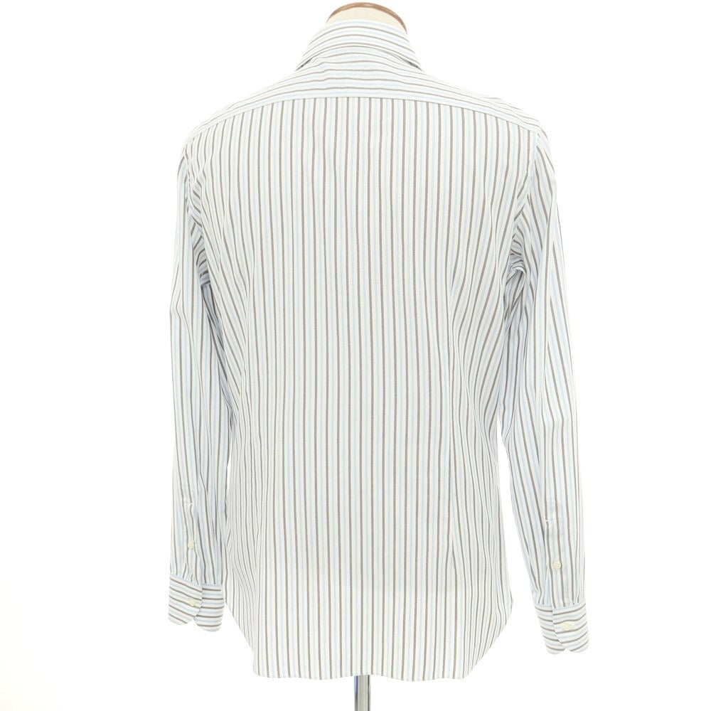 [Used] Luigi Borrelli Cotton Striped Wide Collar Dress Shirt White x Blue [Size 40] [WHT] [S/S/A/W] [Condition Rank B] ​​[Men&