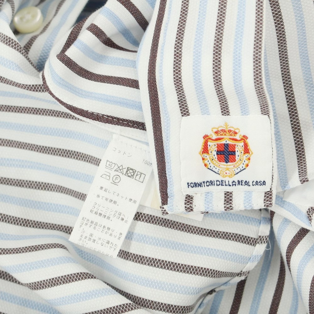 [Used] Luigi Borrelli Cotton Striped Wide Collar Dress Shirt White x Blue [Size 40] [WHT] [S/S/A/W] [Condition Rank B] ​​[Men&