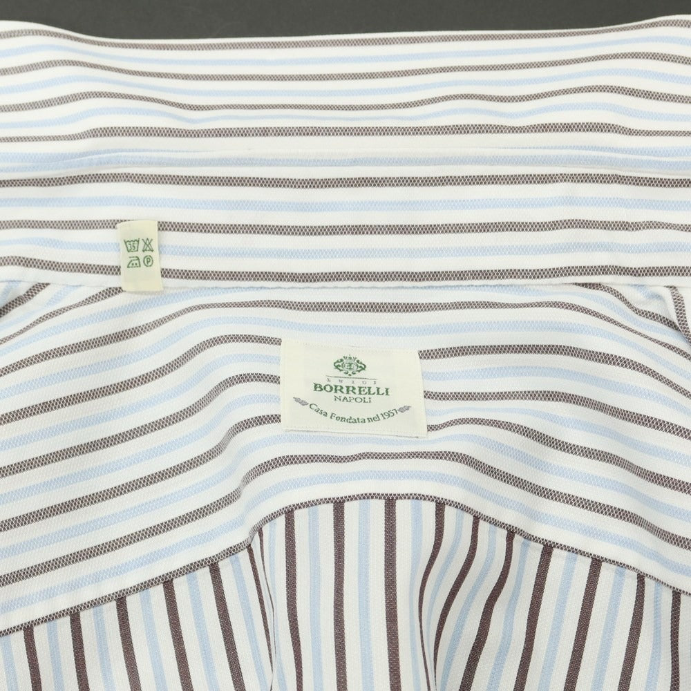 [Used] Luigi Borrelli Cotton Striped Wide Collar Dress Shirt White x Blue [Size 40] [WHT] [S/S/A/W] [Condition Rank B] ​​[Men&