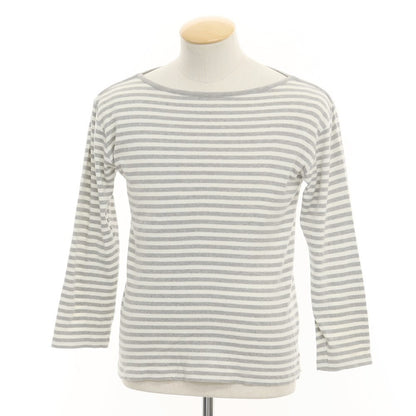 [Used] Letroyes High Gauge Cotton Boat Neck Striped Long Sleeve T-Shirt Gray x White [S] [Condition Rank C] [Men&