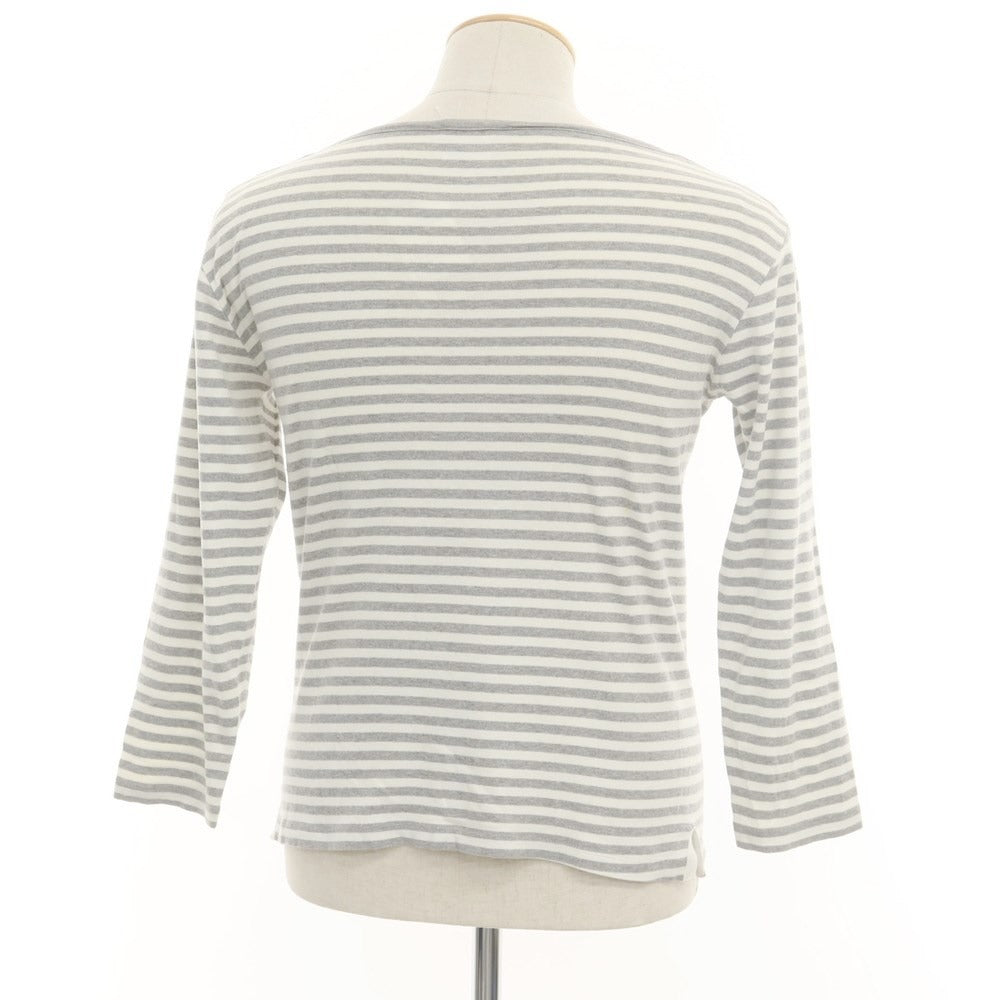 [Used] Letroyes High Gauge Cotton Boat Neck Striped Long Sleeve T-Shirt Gray x White [S] [Condition Rank C] [Men&