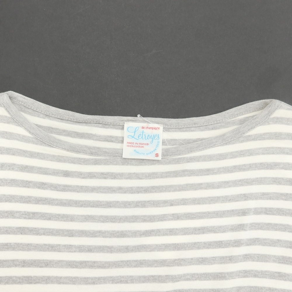 [Used] Letroyes High Gauge Cotton Boat Neck Striped Long Sleeve T-Shirt Gray x White [S] [Condition Rank C] [Men&