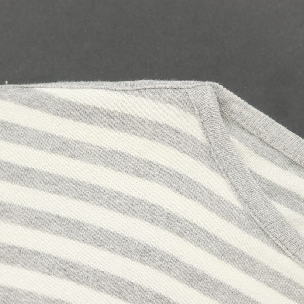 [Used] Letroyes High Gauge Cotton Boat Neck Striped Long Sleeve T-Shirt Gray x White [S] [Condition Rank C] [Men&