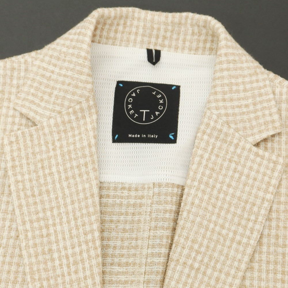 [Used] T-JACKET Polyester cotton check jacket Beige [M] [Condition rank B] ​​[Men&