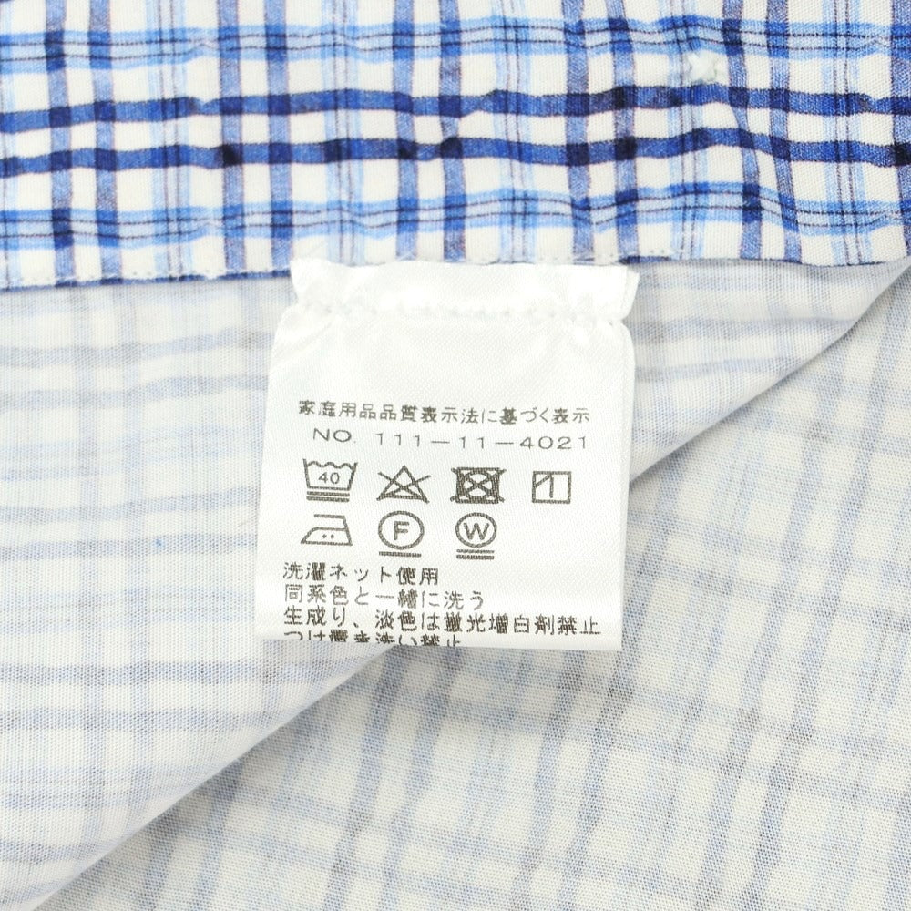 [Used] GIANGI Cotton Check Wide Collar Casual Shirt Blue x Navy [Size S] [BLU] [S/S/A/W] [Condition Rank C] [Men&