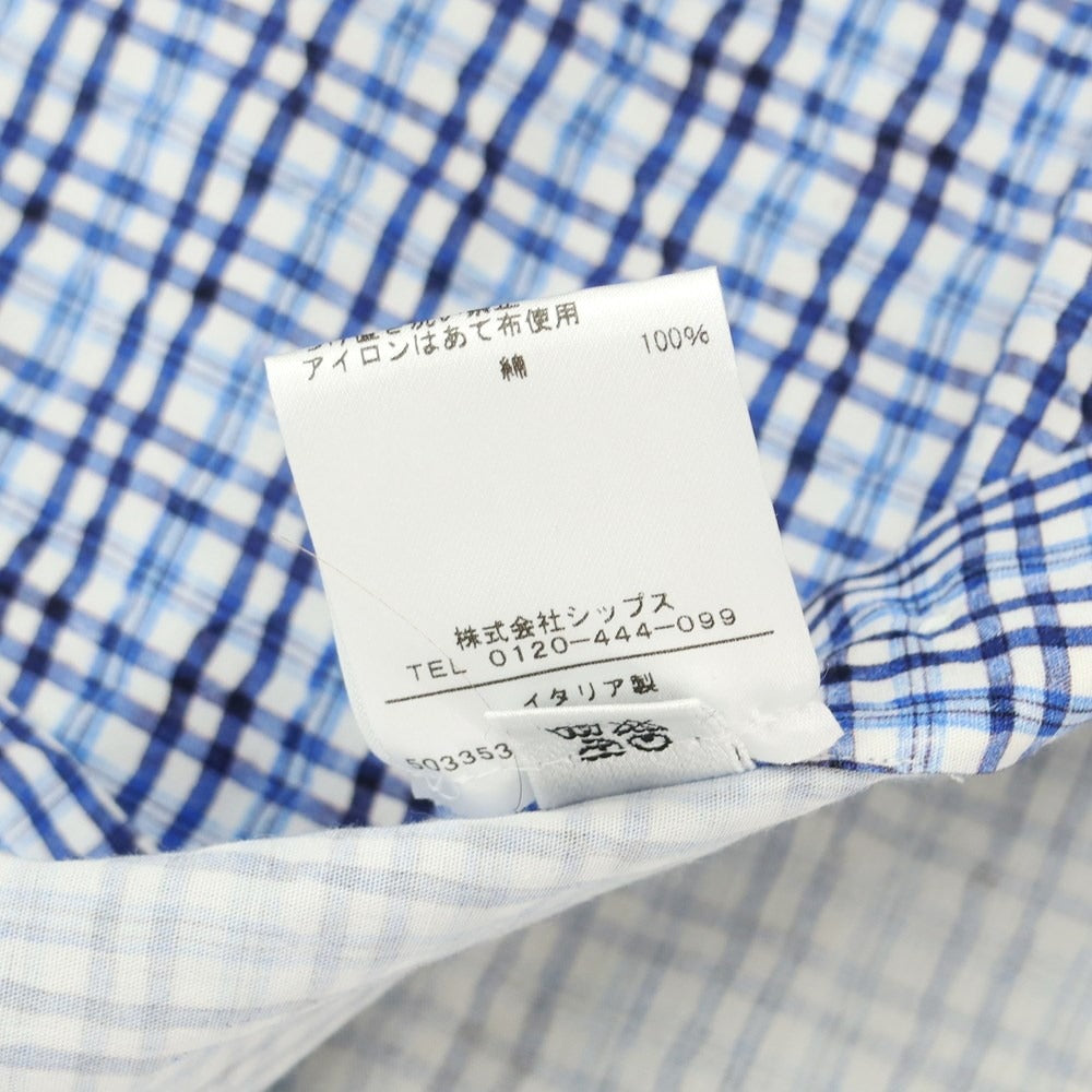 [Used] GIANGI Cotton Check Wide Collar Casual Shirt Blue x Navy [Size S] [BLU] [S/S/A/W] [Condition Rank C] [Men&