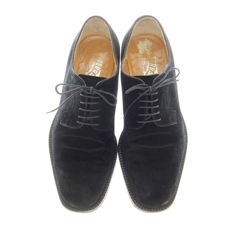 [Used] Salvatore Ferragamo suede plain toe dress shoes black [7 1/2 3E] [Condition rank C] [Men&