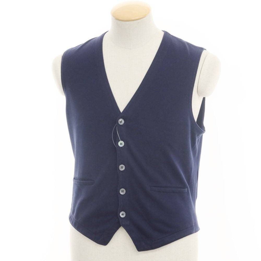 【中古】グランサッソ GRAN SASSO ハイゲージコットン ジレ ニットベスト ネイビー【 44 】【 状態ランクC 】【 メンズ 】